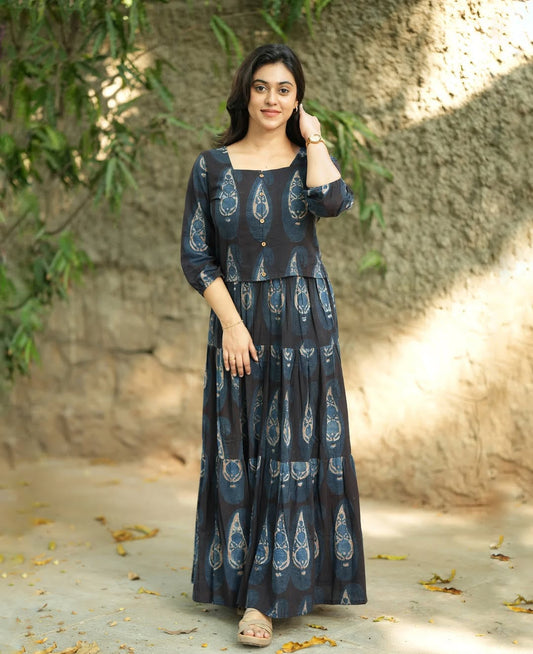 Women's Cotton Printed Top & Skirt Set