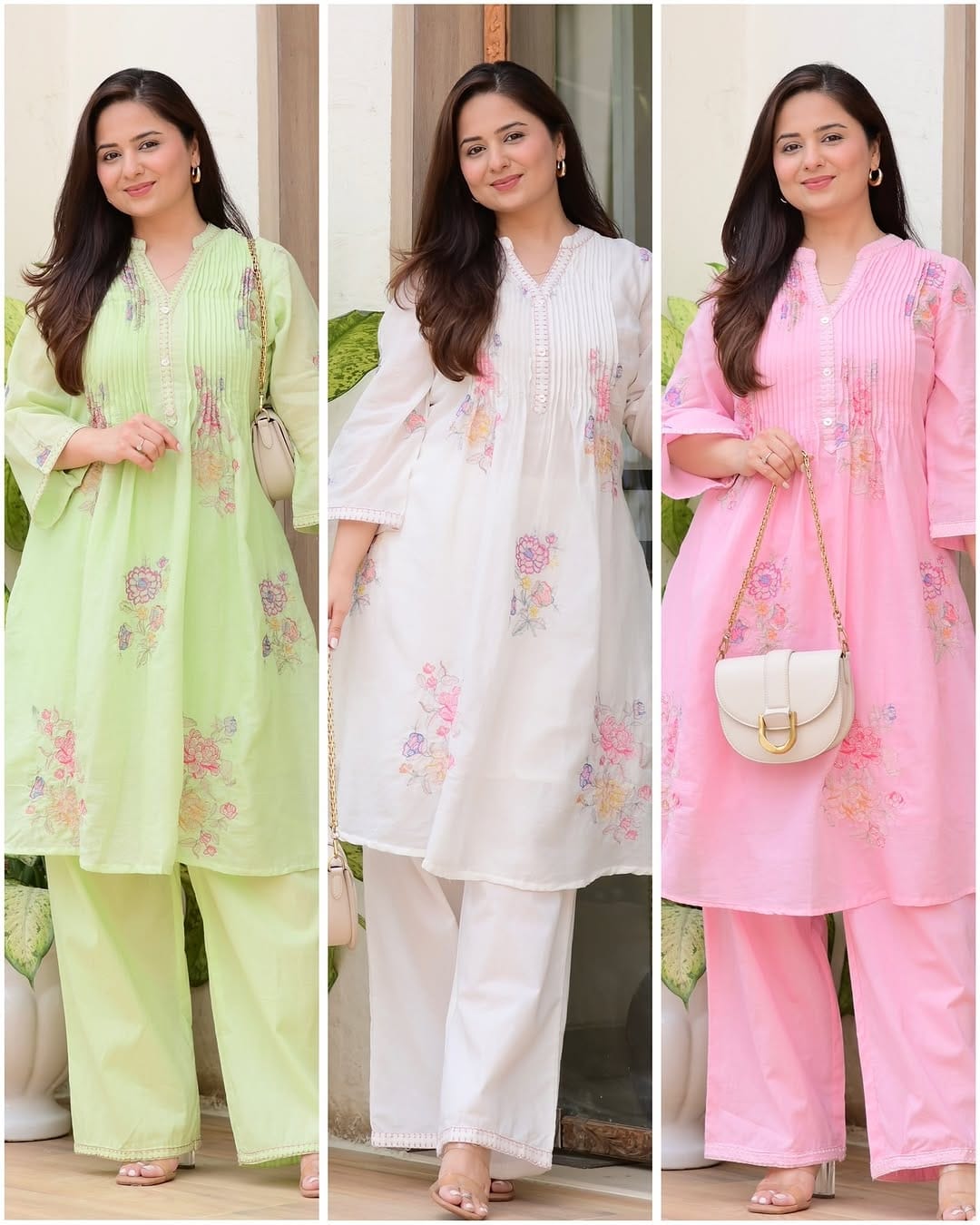 Women's Ivory Cotton Kurti & pant set