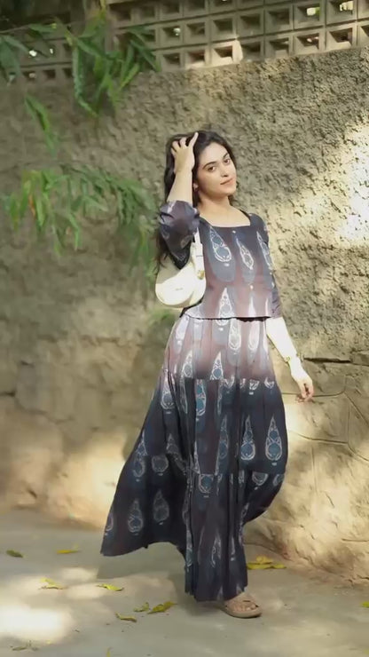 Women's Cotton Printed Top & Skirt Set